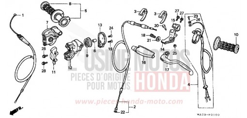 LEVIER DE GUIDON/COMMUTATEUR/CABLE CR500RY de 2000